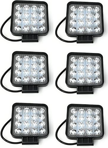 6 Fari 48W Quadrato Faretto Led Da Lavoro 16 Led Da 3W Di Profondità Auto Barca, 6 pezzi - Honorern