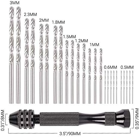 Maexus Twist Drill Bits, set di punte per trapano a mano per la lavorazione del legno, per la resina, gioielli, noce, ambra, cera d'api, dado d'oliva (26 pezzi) - Honorern