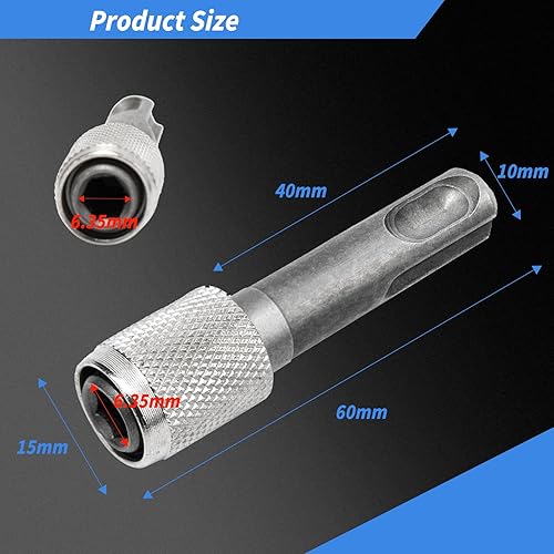 Adattatore Portapunte SDS Plus Avvitatoreper Trapano 6,35mm (1/4'') 2 Pezzi per Punta da Trapano SDS per Convertitore a Codolo Esagonale Adattatore Accessori per Porta Inserti - Honorern