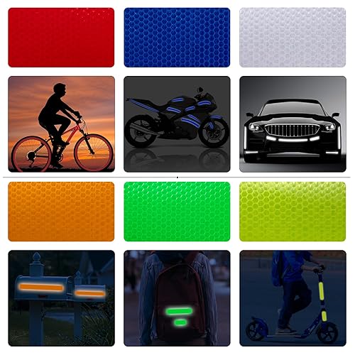Nastro Riflettente Ad Alta Visibilità Sicurezza Notturna Nastro Segnaletico Strisce Catarifrangenti Adesive Impermeabile Ideale per Bici, Casco, Zaino 6 Rotoli - Honorern