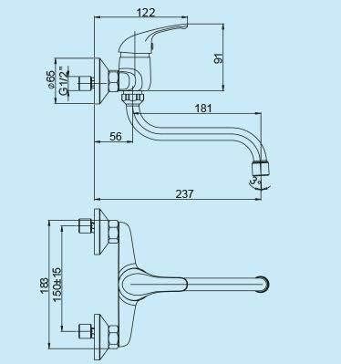 Rubinetto da parete Piralla Zoe 0ZO00062A16 - RUB4259 - Cromato - Honorern
