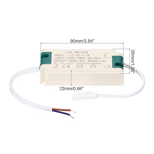 12-18W 300mA Driver LED Alimentatore, 2pz AC 85-265V Uscita 36-63V DC Maschio Connettore Costante Corrente Raddrizzatore Trasformatore Esterno Alimentazione per Lampade LED - Honorern