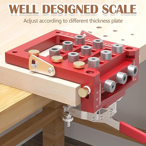 Dima per Spinatura Legno, Dima per Fori a Tasca 2/6/8/10/15/20/35mm Set di Maschere per Fori Tascabili 3 in 1 Perforatore Tascabile Dima di Foratura con Clip di Posizionamento Guida di Perforazione - Honorern