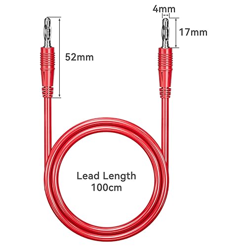 6 connettori a banana da 4 mm su spina a banana, cavo flessibile, con morsetti a coccodrillo, spine per multimetro, test elettrico, 1000 V, 15 A, rosso e nero - Honorern