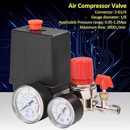 Valvola del Compressore D'aria con Anello di Tenuta a V, Regolatore della Valvola di Controllo del Pressostato del Piccolo Compressore D'aria con Manometri Rapida Riduzione - Honorern