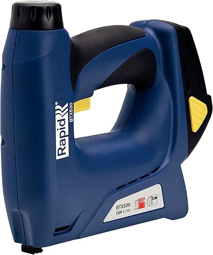 Rapid BTX530 Graffatrice Elettrica per Graffette n. 53 e Chiodini n. 8, Batteria da 1300 Colpi per Carica, Potenza Regolabile, Adatta per Lavori di Tappezzeria su Mobili, fissaggio di Tessuti e Moquette (5000128) - Honorern