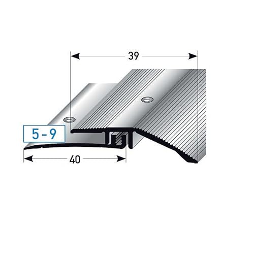 Profilo di compensazione | Alluminio anodizzato | Argento | Larghezza 21 mm | Altezza 5-9 mm | Lunghezza 1000 mm | Perforato | Profilo di adattamento - Honorern