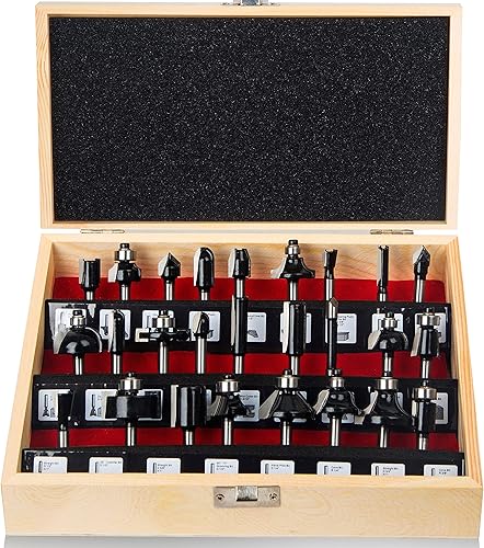 MAYLINE 26Pcs 6.35mm Gambo Flauto Punta Dritta Fresa 1/4, per Legno Fresa nel Carburo di Tungsteno Strumento di Lavorazione Del Legno, Frese ferro PuntePunta Route (LARGE, PANEL) - Honorern