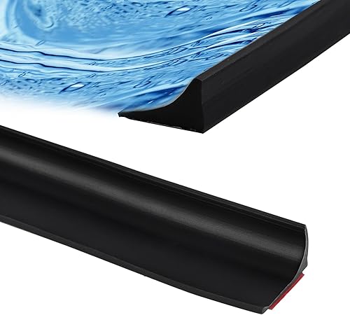 Barriera Doccia Ferma Acqua, 300cm Nastro Sigillante Impermeabile Bordo per Piatto Doccia in Silicone Autoadesiva per Porta Della Doccia Separazione Bagnata e Asciutta, per Bagno e Cucina (Nero) - Honorern