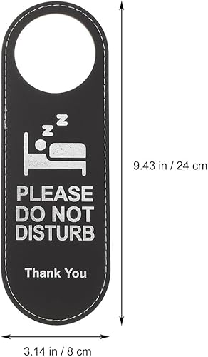 4 targhette per porta prega di non disturbare la stanza, pomello della porta, in pelle nera - Honorern