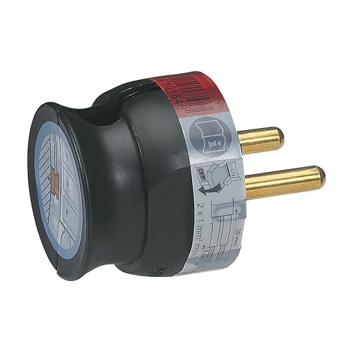 Legrand LEG50184 - Spina extra piatta senza presa a terra, uscita laterale, 16 A, colore: Nero - Honorern