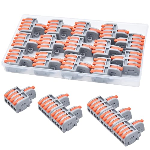 14 Pezzi Morsettiere Elettriche, 1 Filo 4 Entrate Connettori Elettrici Compatto Con Leva, Combinazione Gratuita Di Terminali, [0,2-4mm²] - Honorern