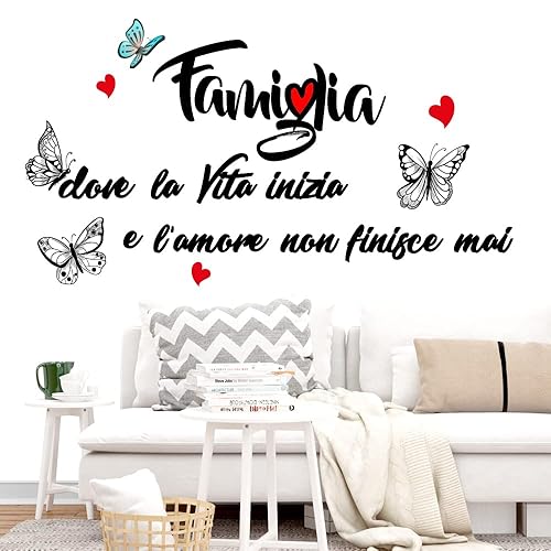 Stickerdesign Adesivo Murale Wall Stickers Frase Citazione Famiglia Amore e Vita Adesivi Murali Decorazione interni Frase - Honorern