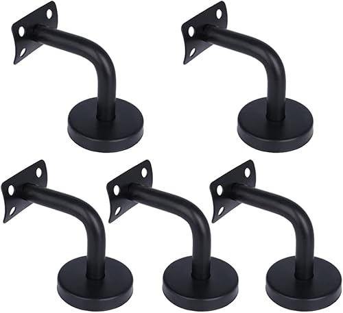 5 supporti per corrimano in acciaio inox, colore nero, con rosetta di copertura, supporto da parete, supporto da 60 x 60 mm - Honorern