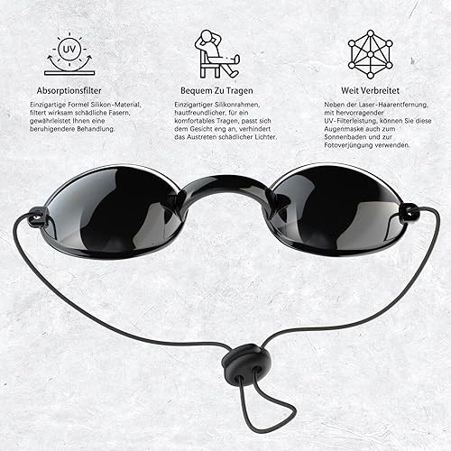 Occhiali di protezione IPL 200 – 2000 nm unisex, protezione UV e LED, occhiali abbronzanti regolabili per solari e bagni solari in spiaggia - Honorern