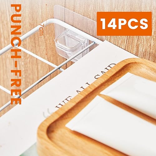 Ganci Trasparenti Adesivi, Supporti Mensole Armadio, 14PCS Staffa di Scaffale Autoadesiva Supporto per Mensole Adesive Trasparenti Senza Perforazione Ganci per Scaffali Armadio Guardaroba - Honorern