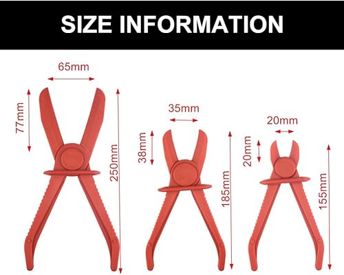 Set di Pinze per Tubi di Raffreddamento,Flessibili Stringitubo Pinza,Pinze per Tubi Flessibil,3PC Pinza per Tubi del Carburante,Pinze per Tubi Flessibili Stringitubo Pinza Set,per Freni Carburante - Honorern