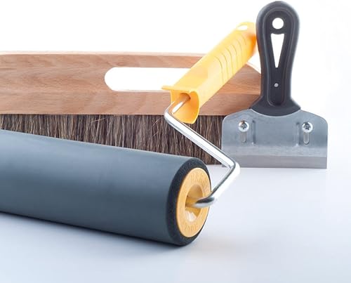 HARDY Spazzola per rivestimento murale Rimuove le bolle d'aria Irregolarità Sicuro per la carta da parati Comoda maniglia Disposizione adatta Setole sintetiche Setole 21 cm - Honorern