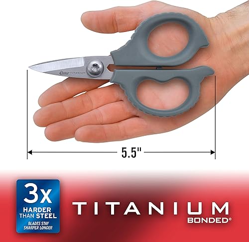 Clauss Cesoie in acciaio al carbonio, con legatura in titanio, 14 cm, industriale, seghettato, grigio - Honorern