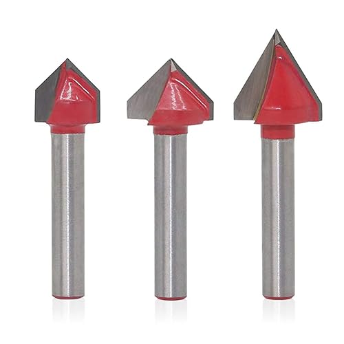 3 frese per scanalatura, dritte a V, 6 mm, carburo di tungsteno, frese per taglierina a legno, 3D a V, fresa per incidere CNC per la lavorazione del legno, 60 ° e 90 ° - Honorern