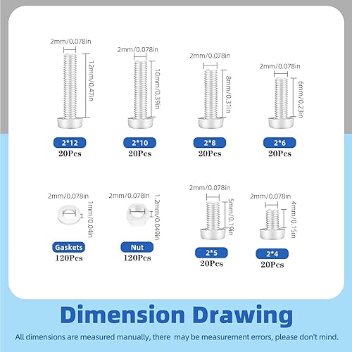 330 viti in nylon Phillips Pan Head M6 x 8/10/12/15/20/25 mm, kit di fissaggio per dado, in nylon bianco, Phillips a croce, testa tonda - Honorern