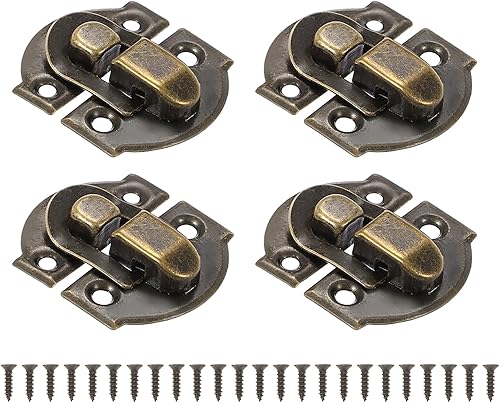 Chiusura a Scatto Piccola Scatola in Metallo, 4pz Fibbia Chiusura a Scatto Vintage con Vite di Montaggio per Armadietto Portagioie Legno Cassetta Attrezzi Scatola Ordinaria, Bronzo - Honorern