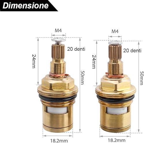 2 Cartucce per Rubinetto in Ceramica,Nucleo Valvola Rubinetto Ceramica Ottone,Vitoni in Ceramica per Rubinetti Acqua Fredda e Calda per Bagno e Cucina - Honorern
