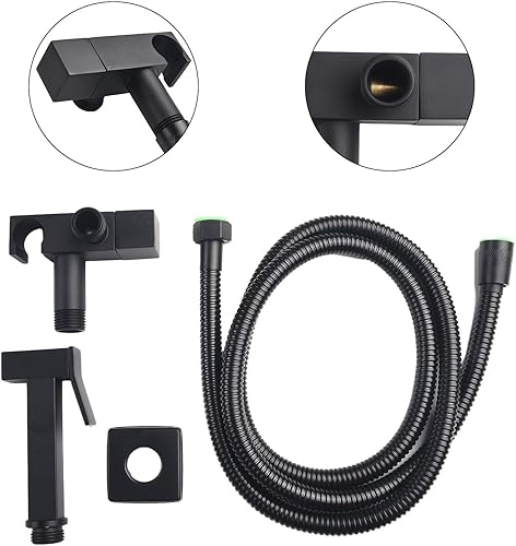 Rubinetto in ottone per lavabo, bidet a parete, doccetta igienica, doccetta per WC con acqua calda, spruzzatore per bidet (nero) - Honorern