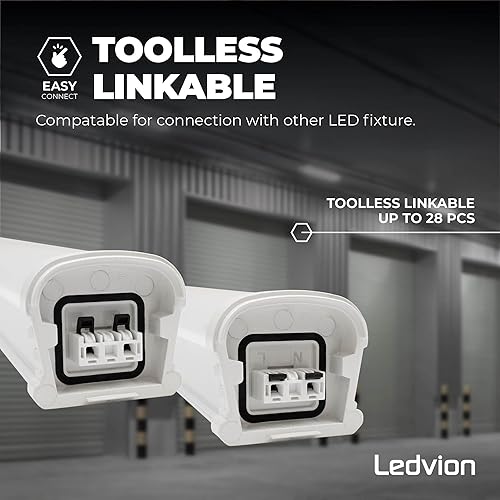 6X Armatura LED TL, 120CM, 36W, 6500K, IP65, Collegabile, Luce bianca brillante - Honorern