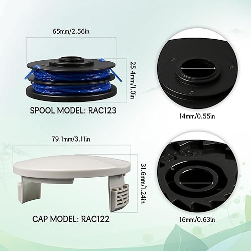 Bobina di filo per decespugliatore, diametro 1,5 mm, 8 m, per RAC123, compatibile con Ryobi RLT4027, RLT4125, RLT5027, RLT6030, RLT5127, RLT6130-5132002670, bobina di ricambio per tagliabordi con - Honorern