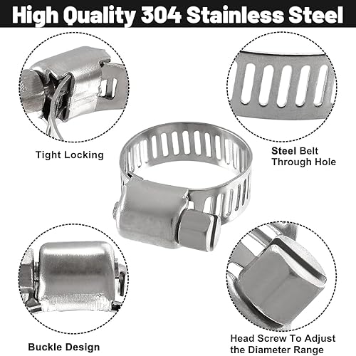 10 pezzi Fascette Stringitubo,Fascette stringitubo da in inox 19-29mm,fascette metalliche, Fascetta stringitubo regolabile,adatto per Tubi Gas, Acqua - Honorern