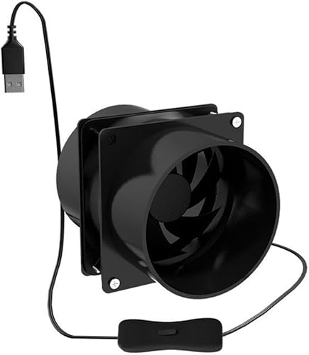 Ventola di Ventilazione dell'Aria di Scarico del Condotto ad Alta efficienza energetica con Regolazione della velocità e Funzionamento Silenzioso Ventola USB per Estrazione Polvere (Nero) - Honorern
