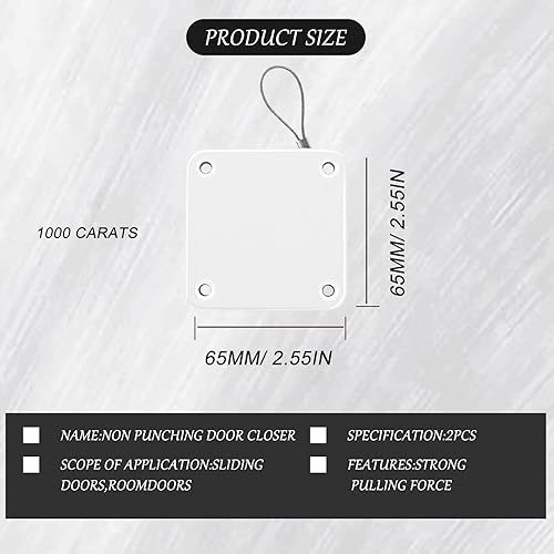 EULAPGOE Chiudiporta Automatico, 2 Pezzi Chiudiporta Automatico, Chiudiporta Senza Forare, Chiudiporta con Cavo di Trazione da 1000g, per Porta della Stanza, Porta del Giardino - Honorern