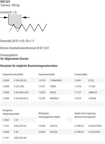 Filiera UNC 3/8 x 16 – Filiera filettata HSS – filettatura esterna – maschiatura – filettatura esterna – maschiatura - Honorern