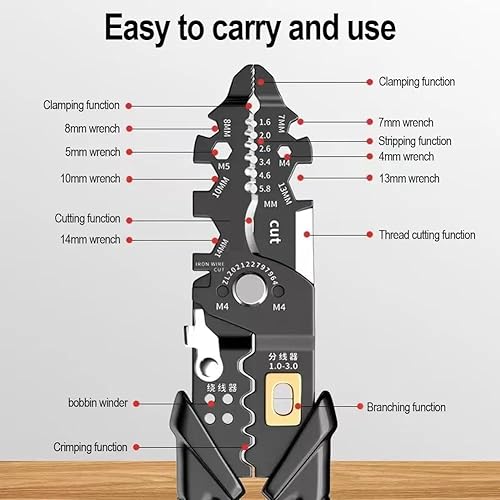 1 Pezzo 25-In-1 Pinze per Spogliare Cavi Elettrici Multifunzione Come Mostrato 8 Pollici Pinze Elettriche Multifunzionali per Elettricisti - Honorern