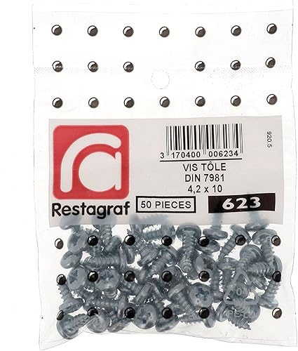 Viti a lamiera testa in acciaio inox A4 cilindrica bombata Pozidrive, 4,2 mm x 10 mm, DIN 7981, zinco bianco, confezione da 50 - Honorern