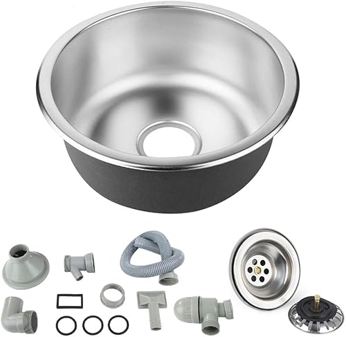 Lavello da Cucina in Acciaio Inox - 1 Vasca Con Sifone e Piletta, Scolapiatti, da Incasso, 50 x - Honorern