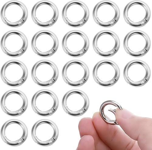 20 pezzi Clip Scatto Molla Rotonda, 20mm Chiave Rotonda Anello Molla, Moschettone Rotondo Lega Zinco Anelli Aperti Moschettoni a Innesco Portachiavi Rotondo per Chiavi, Borse, Artigianato - Honorern