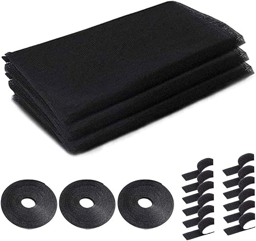 Zanzariera per Finestra 3 Pezzi Rete Zanzariera Dimensioni 130x150CM,Rete Impedendo Agli Insetti di Entrare Finestra con Nastri Autoadesivi Mosquito Net Nero - Honorern