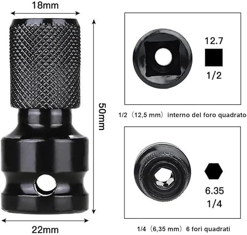 Bestgle 2 Pezzi Adattatori per Bussola, 1/2 Attacco Quadrato su Attacco Esagonale da 1/4, Set di Adattatori Chiavi a Bussola Esagonale Avvitatore Impulsi per Cricchetto - Honorern