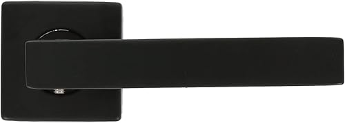 Amig - Set di Maniglie per Porte | Colore Nero | Acciaio Inossidabile Opaco | Rosetta Quadrata | Maniglia per Porte Interne ed Esterne | Include Quadro e Viti - Honorern