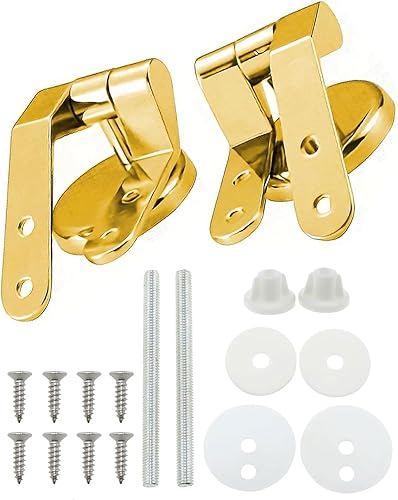 2 set di raccordi per cerniera del sedile della toilette, cerniera in lega di zinco con viti, raccordi per coperchio della toilette,chiusura del coperchio della toilette (oro) - Honorern