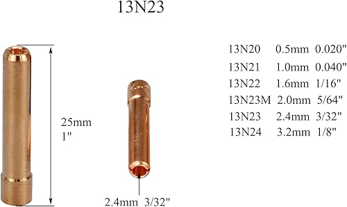 RIVERWELD Pinze TIG 13N23 (orifizio da 2,4 mm) adatte per DB PTA SR WP 9 20 25 Torcia per saldatura TIG 10 pz. - Honorern
