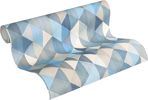 Carta da parati in tessuto non tessuto Scandinavian 2, 10,05 m x 0,53 m, blu, marrone, grigio, Made in Germany 367863 36786-3 - Honorern