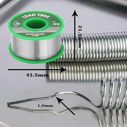 Filo di Saldatura Senza Piombo,Sn99.3%,Cu0.7%, per Saldatura Elettrica e Fai Da Te (1 mm, 30 g) - Honorern