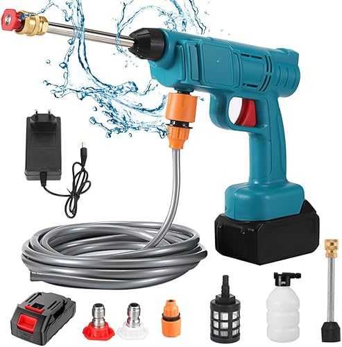 Idropulitrice a Batteria Portatile Con Ugelli, Tubo, Caraffa in Schiuma - Senza Fili per Auto, Casa (6000mah) - Honorern