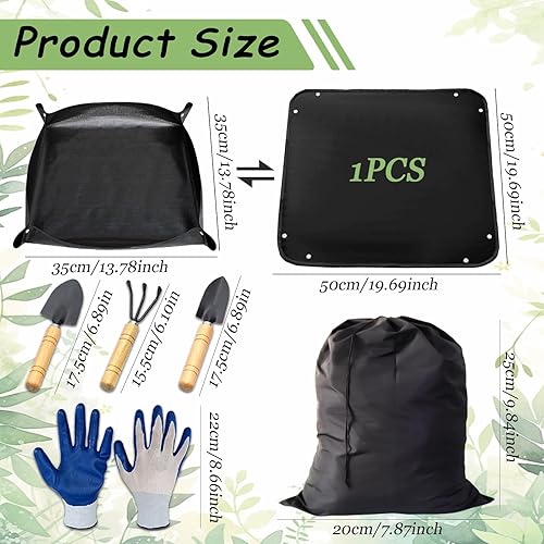 Tappetino per rinvaso Tappetino per rinvaso 50x50cm Set Tappetino da Giardino Set per trapianti Interni Impermeabile 3 Pezzi Mini attrezzo da Giardino Set da Giardiniere Piccolo - Honorern