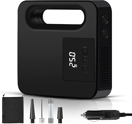 Compressore Portatile per Auto, Compressore Aria 12V con Luce a LED, Max. 150PSI / 10,3bar, per Gonfiare Le Gomme Delle Moto e Delle Auto, Palloni, Canotti Ecc - Honorern