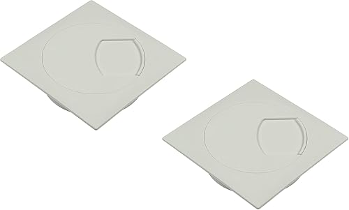 Gedotec Passacavo da scrivania in robusta plastica ABS, 2 pezzi di passacavi quadrati, 60 mm, Plaza, scatola per cavi di colore bianco, rettangolare per la pressione, canalina per cavi da scrivania - Honorern