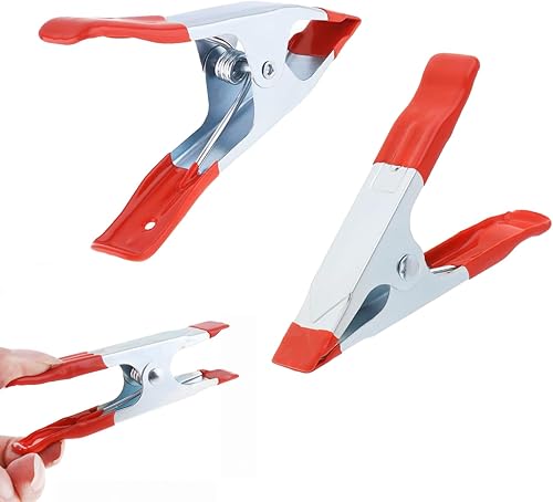 Pinze a Molla in Metallo Robusto - Set da 2 Pezzi (4') con Presa Antiscivolo e Protezione Superficie - Ideali per Legno, Teloni, Casa e Campeggio (2x 10CM) - Honorern